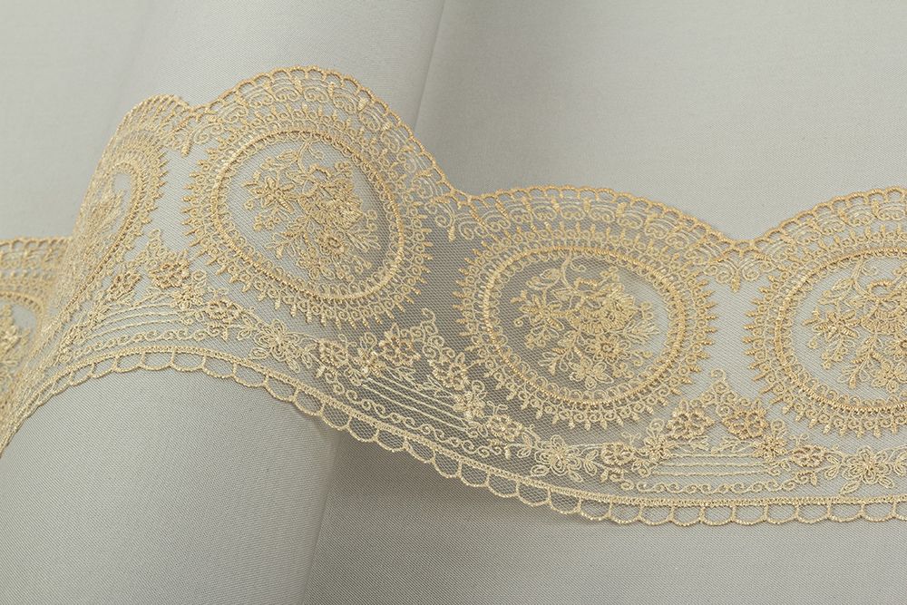 Кружево на сетке широкое 115 мм / 8.8 м, TL005BE бежевый, Gamma GKM-11501 Кружево на сетке широкое 115 мм / 8.8 м, TL005BE бежевый, Gamma GKM-11501