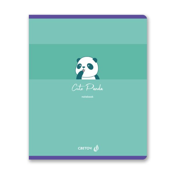 Тетрадь ученическая общая A5 60 л. на скобе 65 г/м², белизна 100% 10 шт клетка, 01518 Милая панда, Светоч Т70