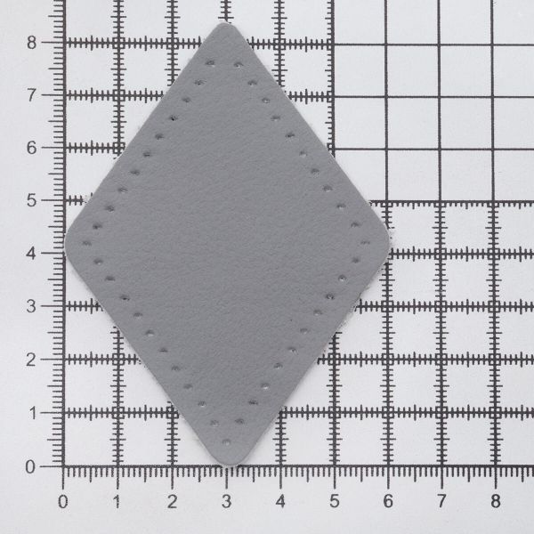 Заплатки пришивные из кожи, ромб 6х8,4см с перфорацией, 2 шт, 100% кожа, 07 серый, 9115