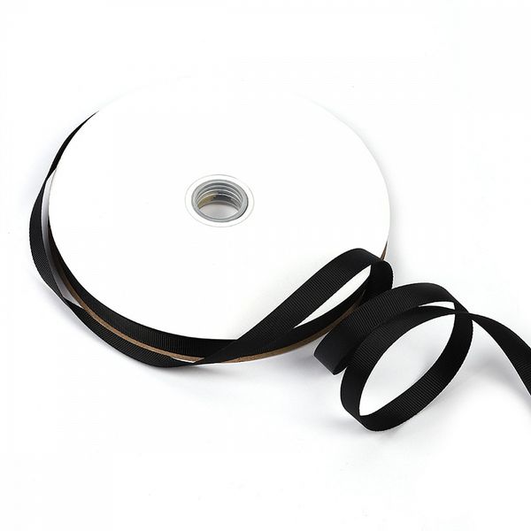 Лента репсовая (в рубчик) 12.0 мм цв. 030 черный уп.91.4м