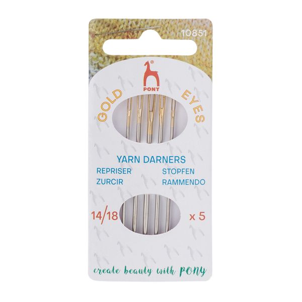 Иглы ручные Yarn Darners №14-18 с золотым ушком, 5 шт, Pony, 10851