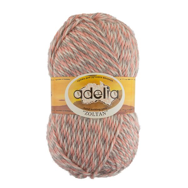 Пряжа Adelia Zoltan / уп.5 мот. по 100г, 115м, 127 серый-розовый-белый