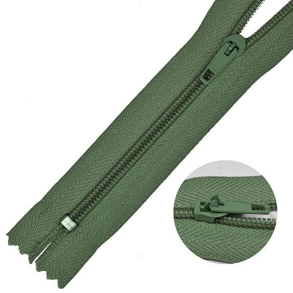 Молния спираль (витая) брючная Т4 (4 мм) 1 зам., н/раз., 20 см, F324 оливковый, 10 шт, Mzip