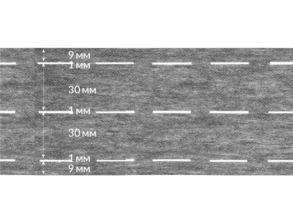 Лента корсажная клеевая перфорированная 81.0 мм / 200 метров, 40 г/м², цв. серый, 20140 9/1/30/1/30/1/9, БрючникоФФ