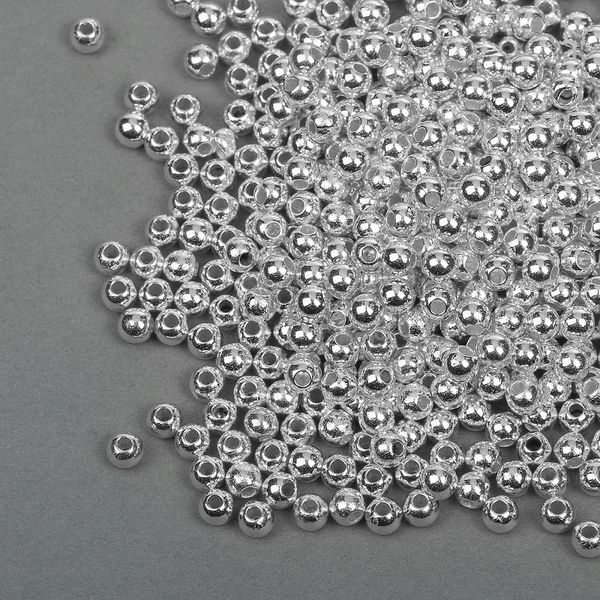 Бусины пластик ⌀4 мм, цв.серебро уп.50 г, Magic4Hobby
