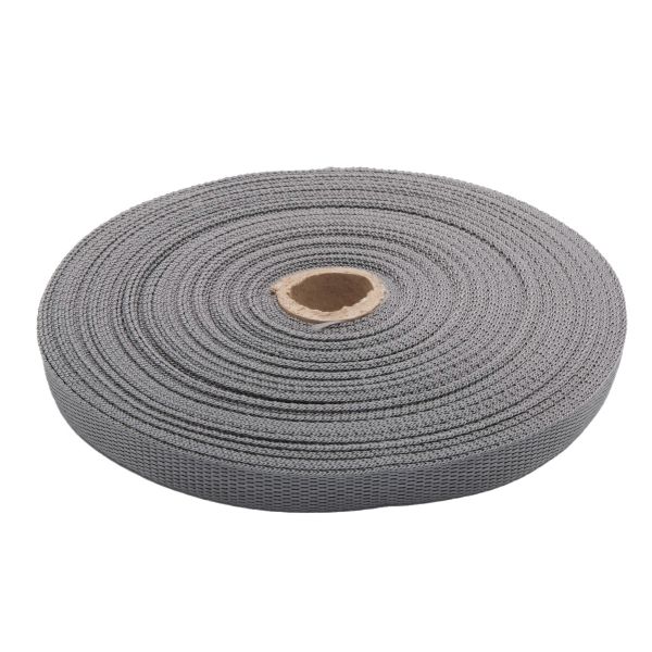 Стропа (ременная лента) 15 мм / 25 метров, толщ. 1.0 мм, [7.9 г/пог.м], 100% п/п, 33 серый