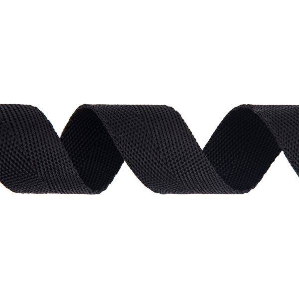 Стропа (ременная лента) 25 мм / 25 метров, толщ. 0.91 мм, [14.4 г/пог.м], 100% п/п, черный, Gamma 3074