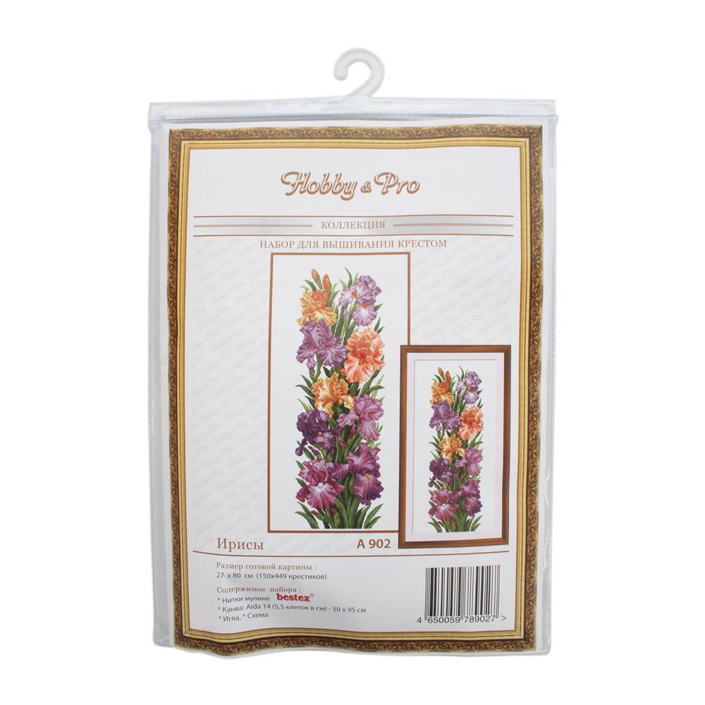 Набор для вышивания нитками Hobby&Pro, Ирисы, 27х80 см