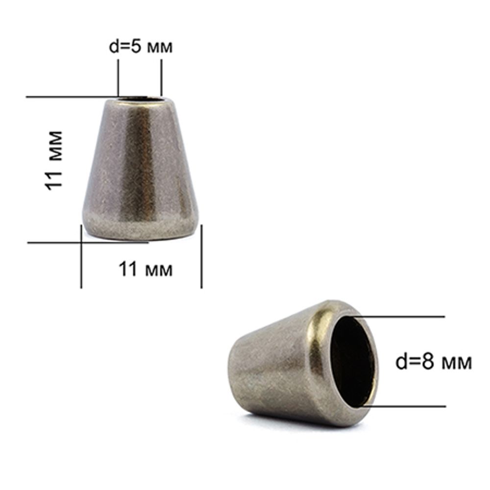 Наконечник для шнура металл 10.85х11.04 мм, цв.антик, OR.0305-5347, уп. 100шт