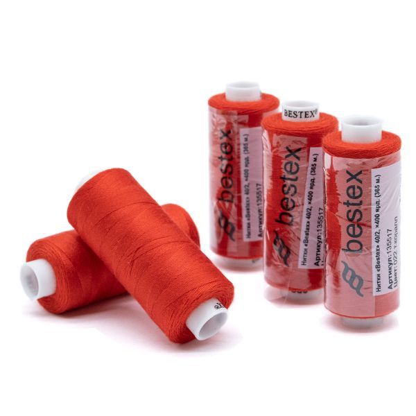 Нитки швейные бытовые Bestex 40/2, 365 м (400 ярд) / 10 кат., 022 темно-коралловый