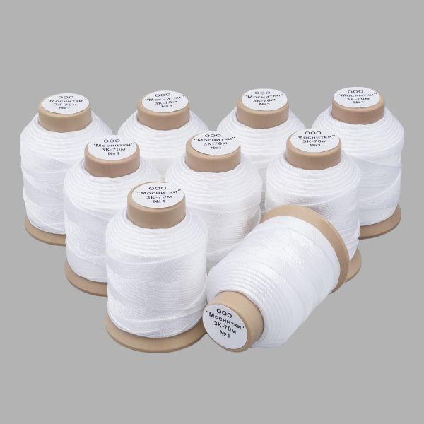 Нитки капроновые 3К 70м, 001 белый, 9 катушек