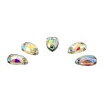 Хрустальные стразы пришивные формы капля белый с покрытием AB 7х12 мм 10 шт/упак., ХК002НН712