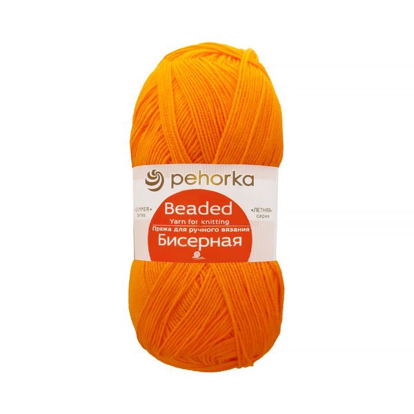 Пряжа Пехорка Бисерная / уп.5 мот. по 100 г, 450 м, цв.485 желто-оранжевый