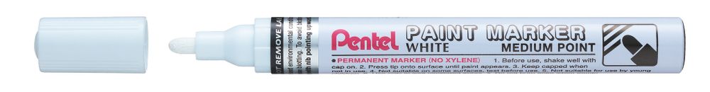 Маркер перманентный Paint 0.6 мм, пулевидный 12 шт, MFP10-W белый, Pentel Маркер перманентный Paint 0.6 мм, пулевидный 12 шт, MFP10-W белый, Pentel
