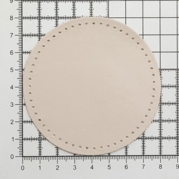 Заплатки пришивные из кожи, круг ⌀8см с перфорацией, 2 шт, 100% кожа, 06 бежевый, 9121