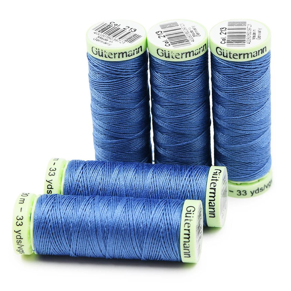 Нитки отделочные Gutermann Top Stitch, 30м, 213 голубой джинс, 5 катушек