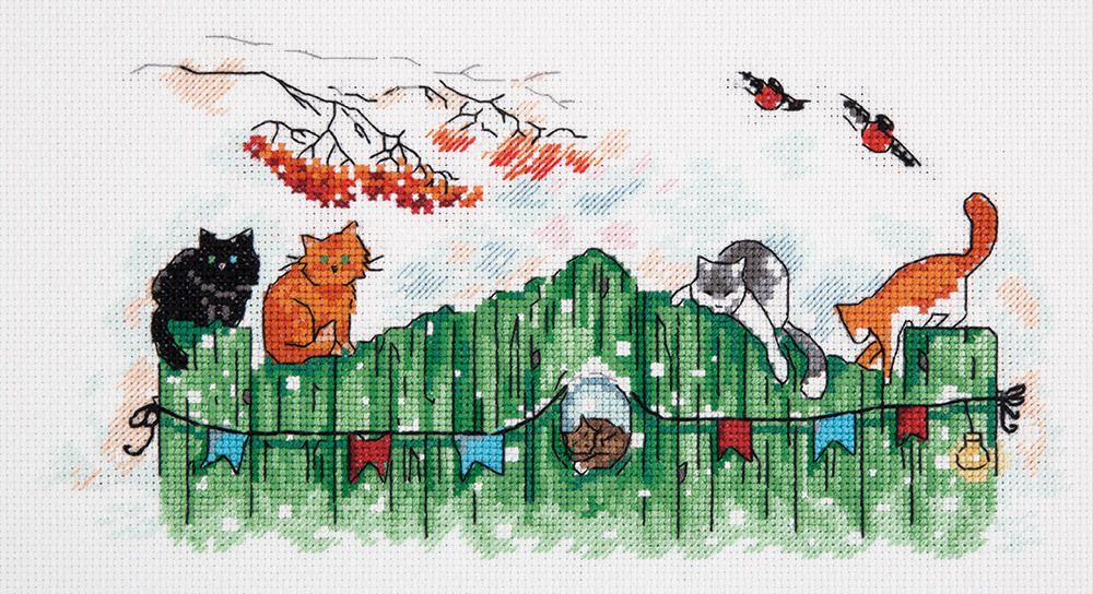 Набор для вышивания нитками Panna, Любопытные хвосты, 27х15 см