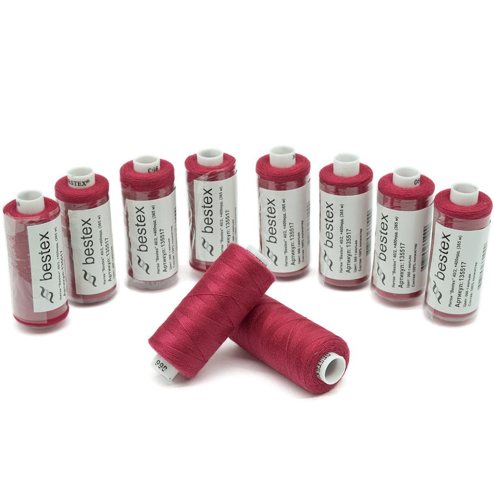 Нитки швейные бытовые Bestex 40/2, 365 м (400 ярд) / 10 кат., 066 темная мальва
