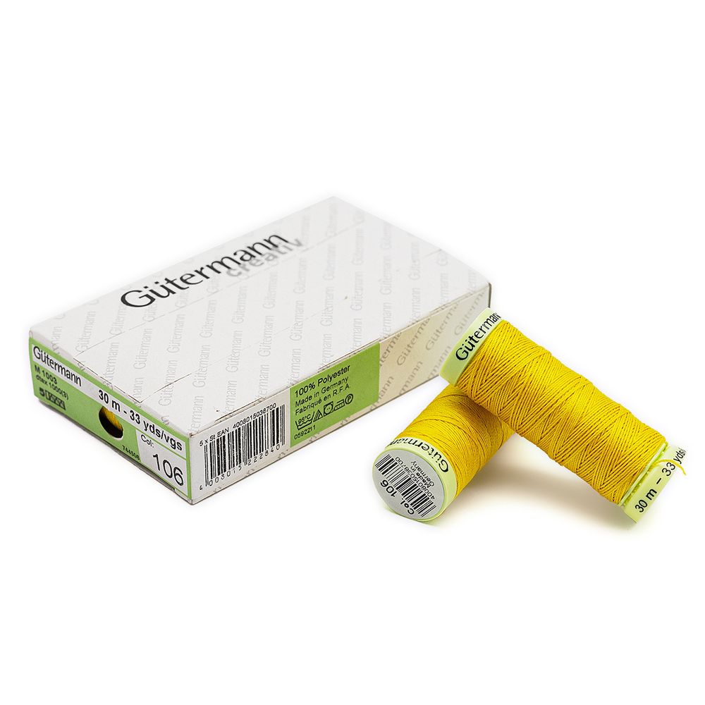 Нитки отделочные Gutermann Top Stitch, 30м, 106 т.желтый, 5 катушек