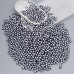 Бусины акрил ⌀10 мм, 500 г, цвет. с белой сердц., круглые часто гран., 59 серый, Astra&Craft LY-163