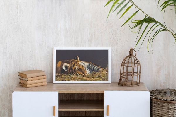 Алмазная (кристальная) мозаика Фрея, Тигренок, 50х30 см