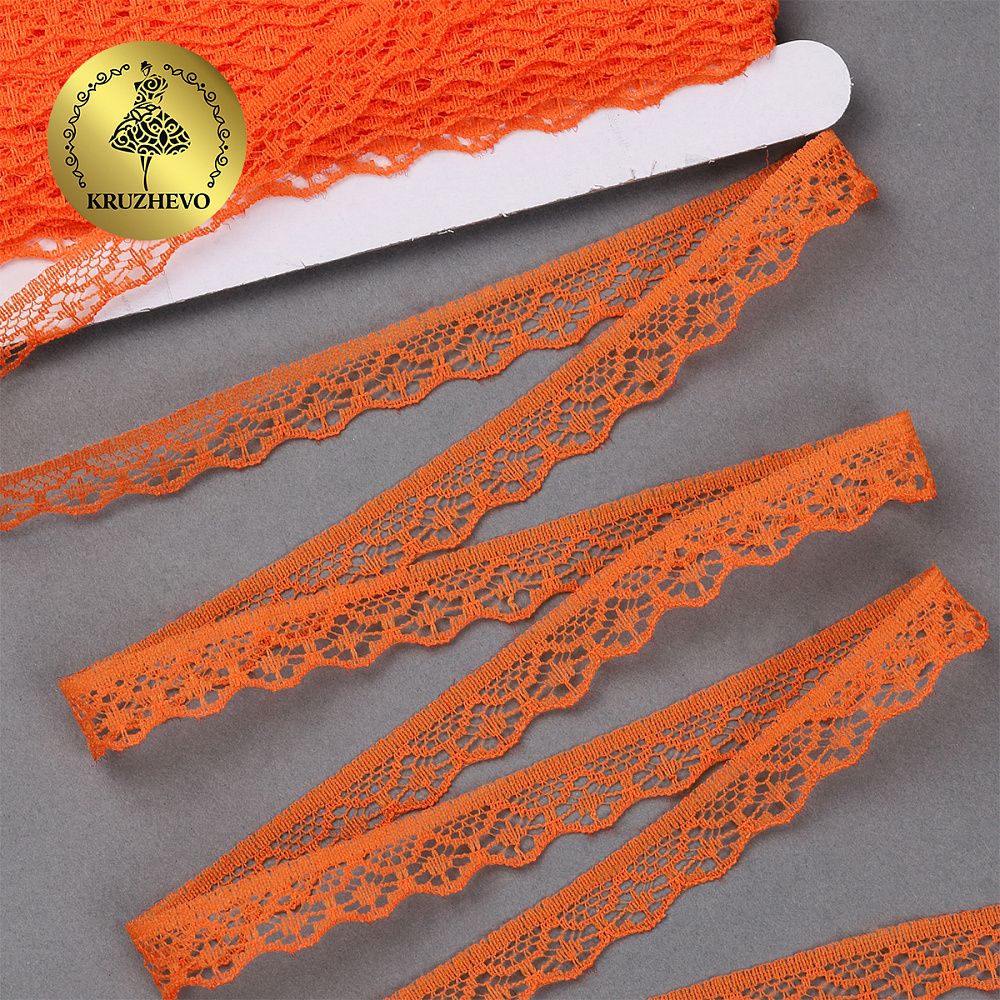Кружево отделочное в стиле "трикотаж" 12 мм 150-2 цв.229 св.оранжевый, уп.27,4м