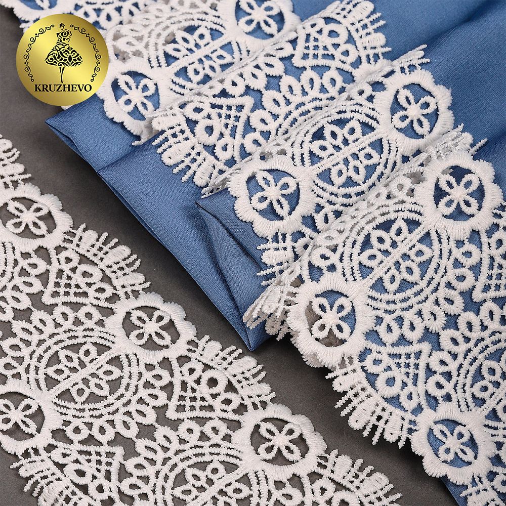 Кружево гипюр (плетёное) 85 мм / 13.71 метров, TBY.SUN.02, цв.F102 молочный