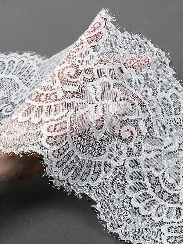 Кружево бельевое эластичное с ресничками 180 мм / 2.7 м, 3177, цв.004 белый
