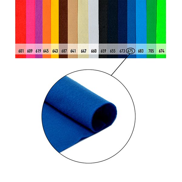 Фетр рулонный мягкий 1.0 мм, 100 см, рул. 10 метров, цв. 675 синий