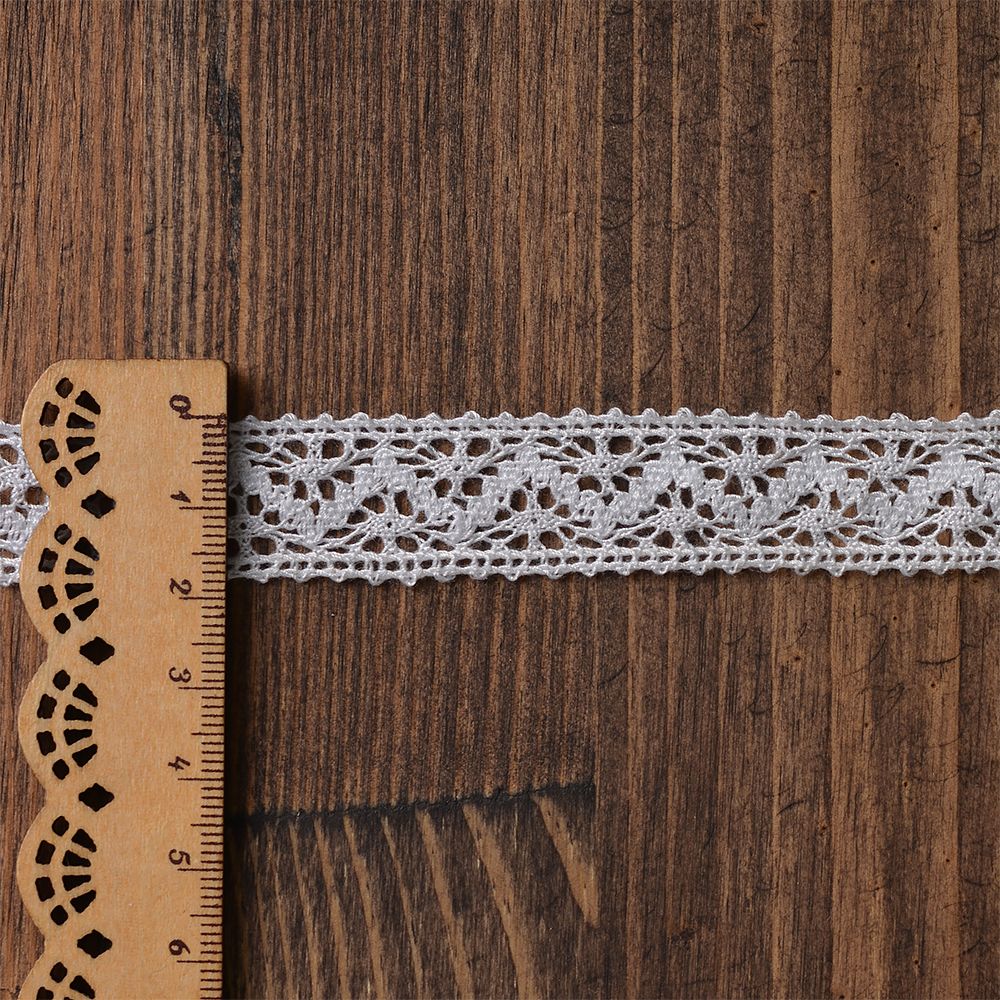 Кружево вязаное (тесьма) 20 мм, диз. 295, тонкая нить, цв.02 белый уп. 10 м, Kruzhevo