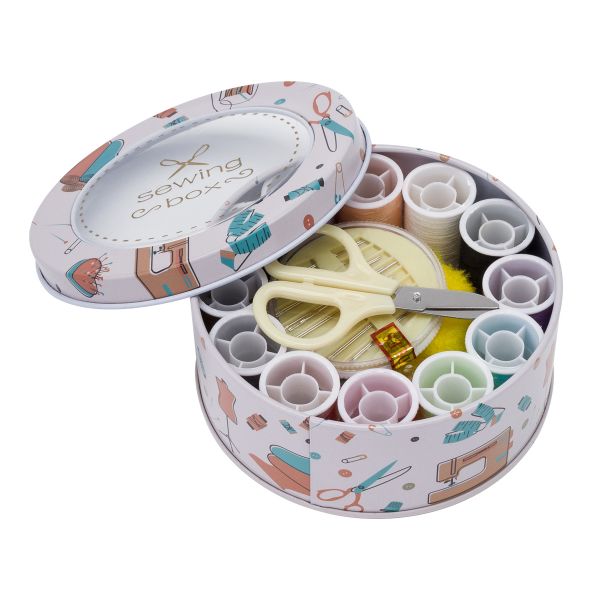 Набор для шитья швейный, дорожный 28 предметов 11х4,5см, бежевый, MTW154