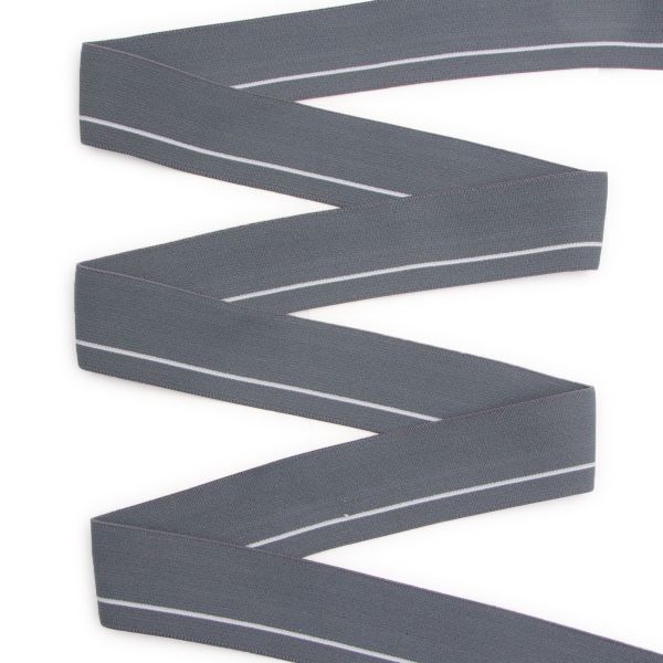 Резинка для мужских трусов и боксеров 35.0 мм / 25 метров, мягкая тканая 24 г/м, эластичность 150%, св.серый/белый полоса