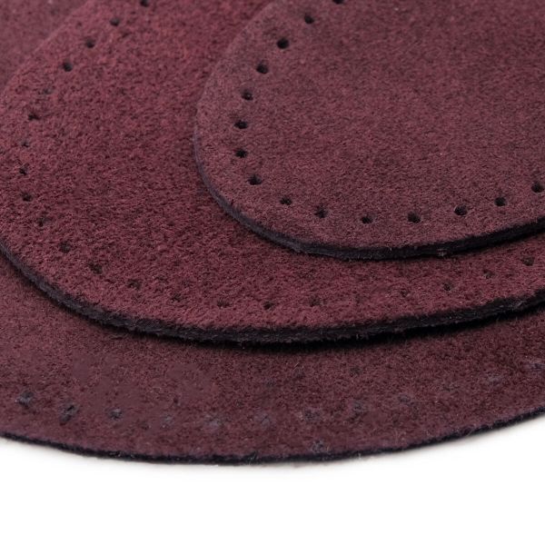 Набор заплаток пришивных из замши, овал 4х5,5см, 6х8,2см, 8х10,9см, с перфорацией, 3 шт (31 бордовый), 59404