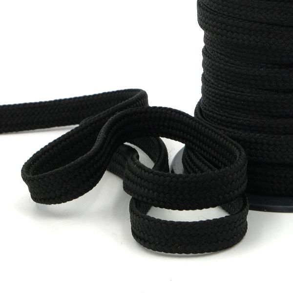 Шнур плетеный плоский ⌀11.0 мм / 50 метров, п/а, черный