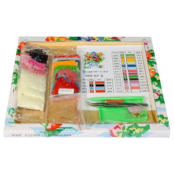 Алмазная (кристальная) мозаика Белоснежка, Анютины глазки 30х30 см