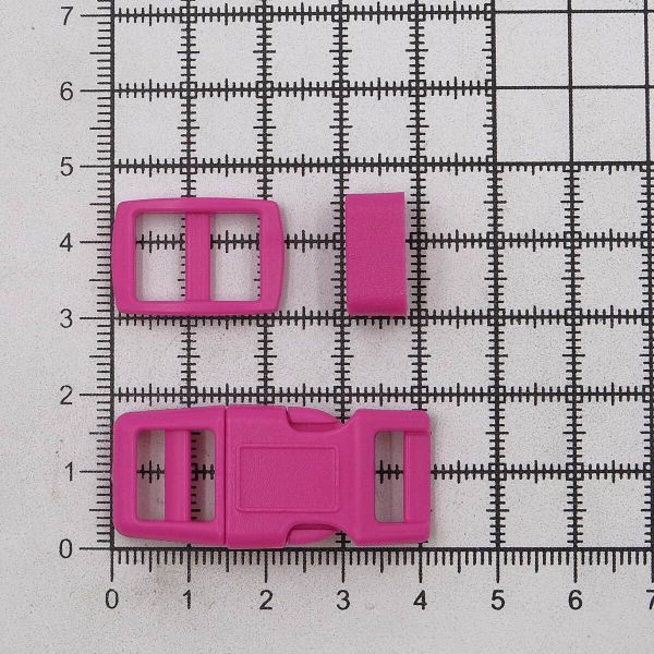 Фастекс (пряжка трезубец), рамка и рамка-регулятор 10мм, пластик, (2 компл.) Hobby&Pro, розовый, A03001037-10