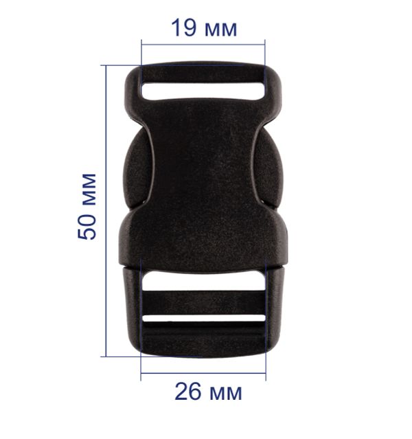 Фастекс (пряжка трезубец) пластик 19 мм, 100 шт, черный, Gamma SB04