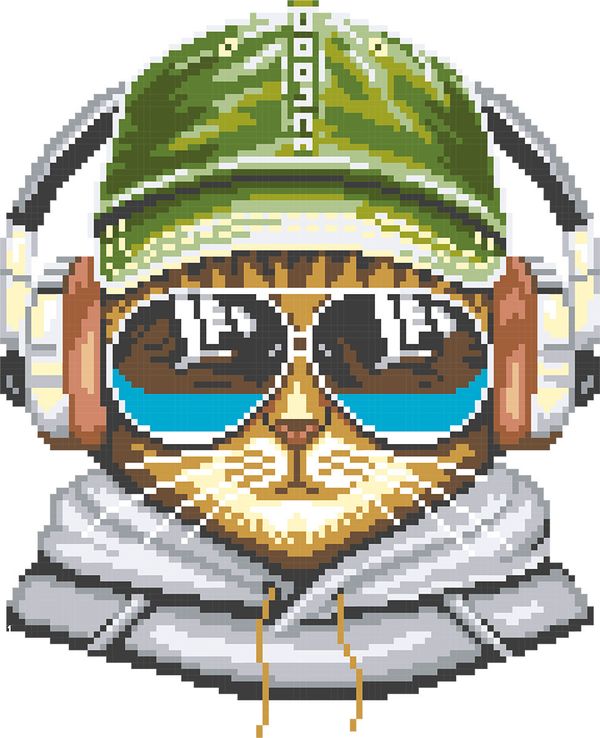 Алмазная (кристальная) мозаика Фрея, постер Кот- меломан, 30х30 см