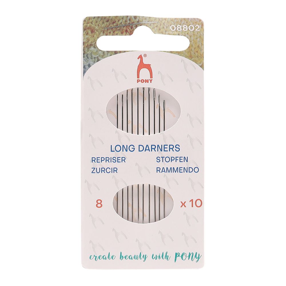 Иглы ручные длинные для штопки Long Darners №8, 10 шт, PONY, 08802