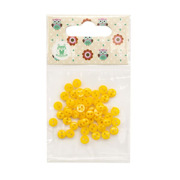 Украшения декоративные пуговицы Мини 2 прокола, 6мм, 50 шт ± 2 шт пластик, цв.желтый