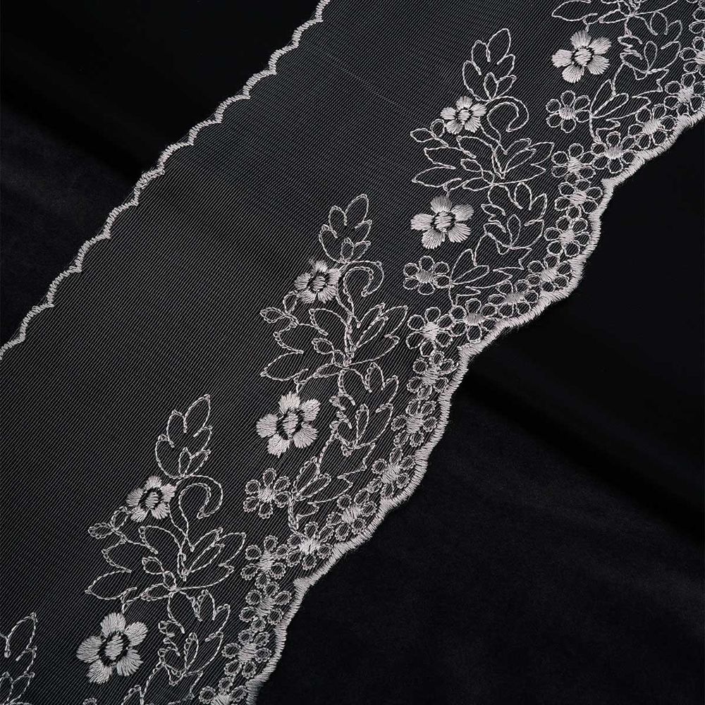 Кружево на сетке 140 мм / 3.4 метра ±4 см, серый, 3AR3745