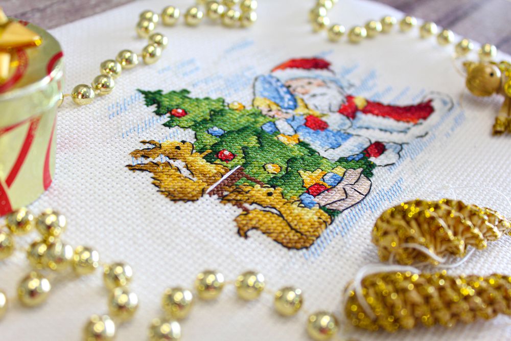 Набор для вышивания нитками МП Студия (Жар-птица), Праздничная ёлка, 11х13 см