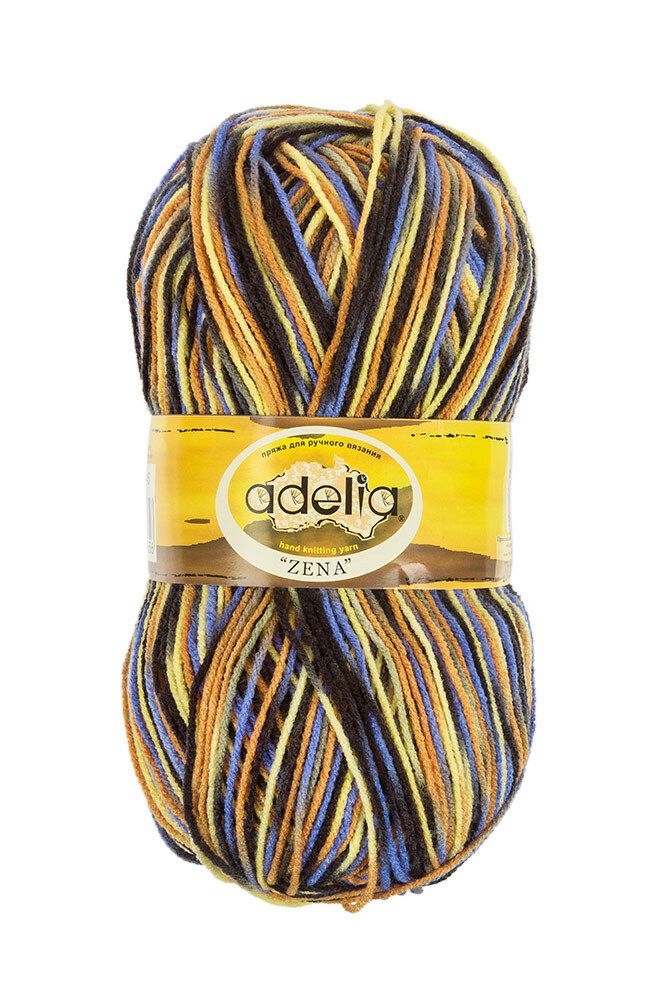 Пряжа Adelia Zena / уп.5 мот. по 100г, 308м, 45 желтый-оранжевый-серый-голубой