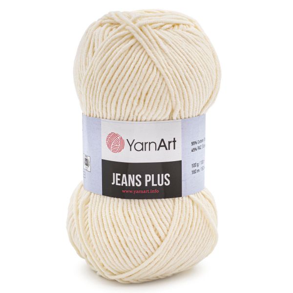Пряжа YarnArt (ЯрнАрт) Jeans Plus / уп.5 мот. по 100 г, 160м, 03 молочный