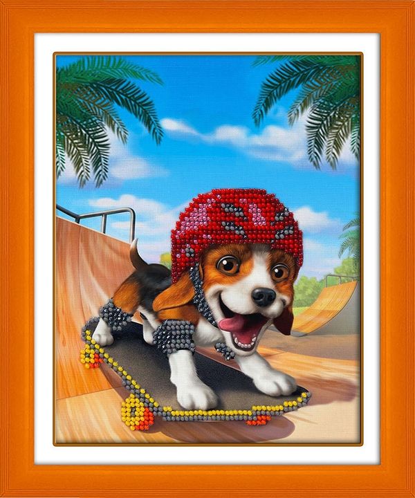 Набор для вышивания бисером Паутинка, На скейте 14х18 см