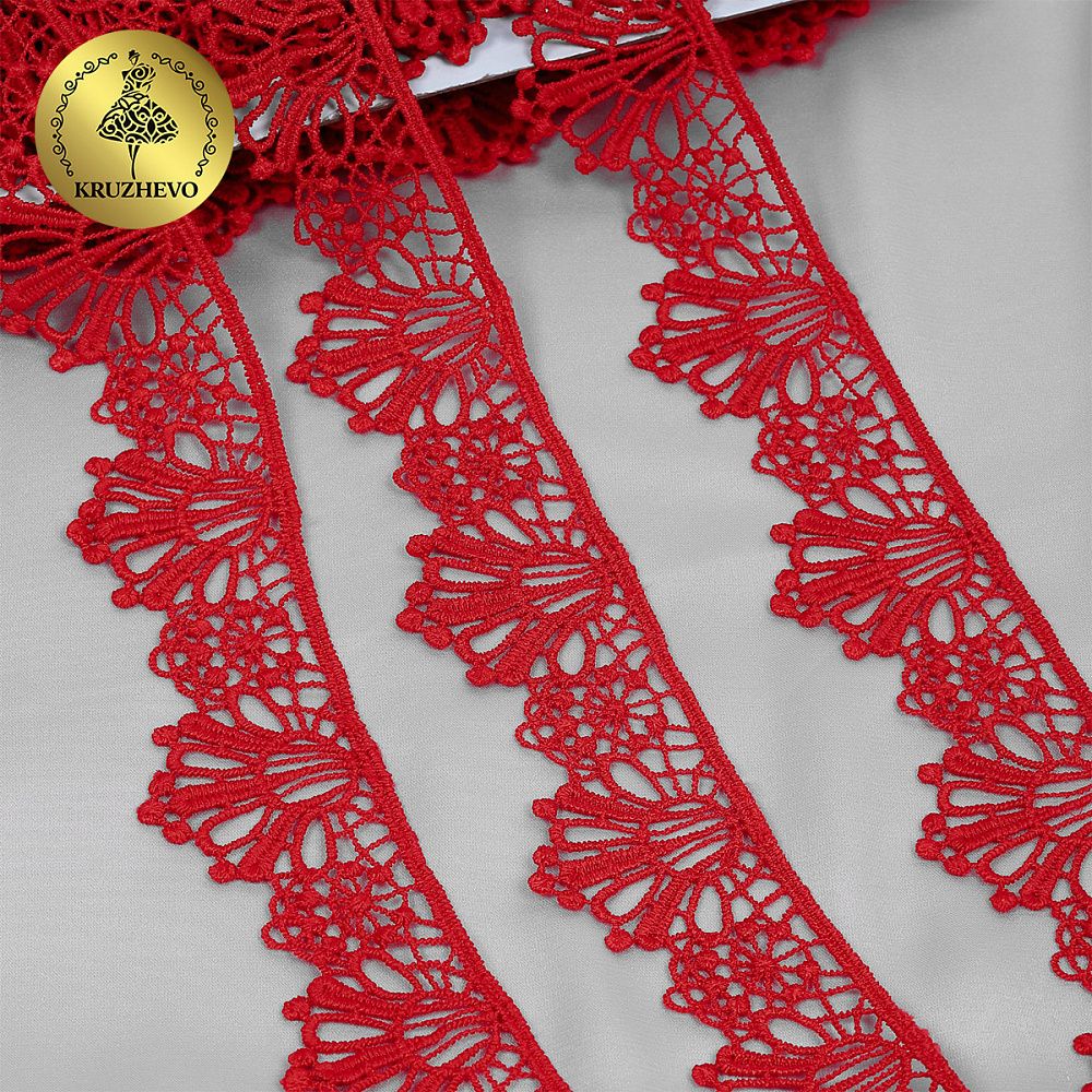 Кружево гипюр (плетёное) 35 мм / 13.71 метров, TBY.SUN.10(0872), цв.F162 красный