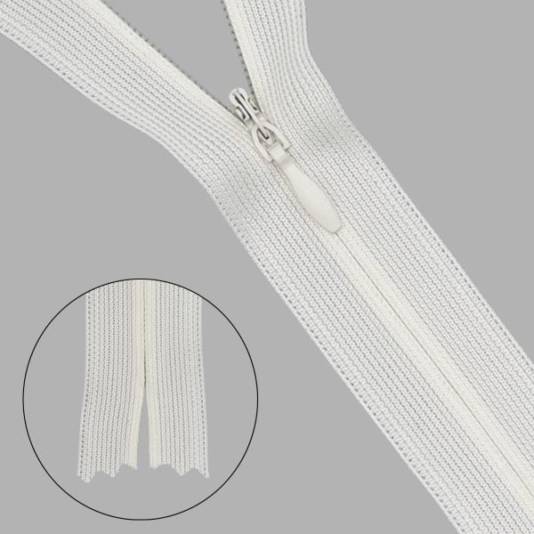 Молния потайная (скрытая) Т3 (3 мм) 1 зам., н/раз., 70 см, нейлон, 122 молочный, 10 шт