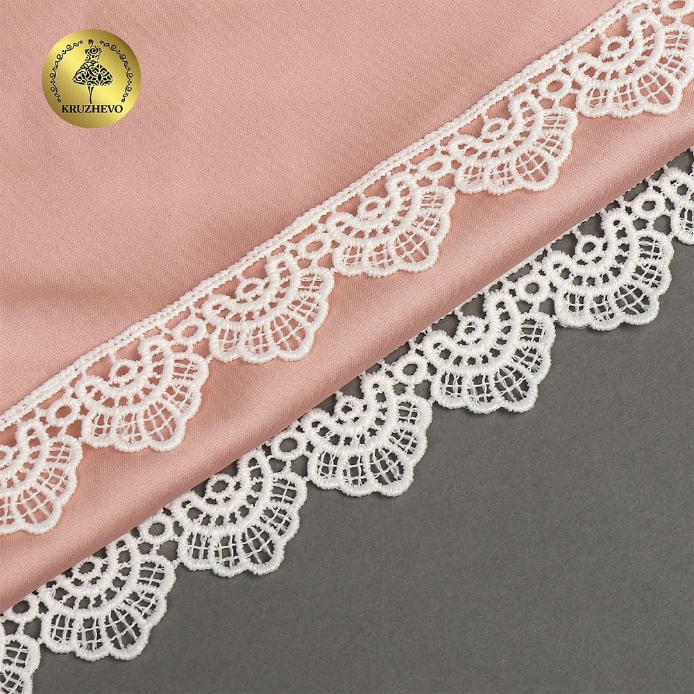 Кружево гипюр (плетёное) 25 мм, 0461 цв.01 белый уп.27м, Kruzhevo