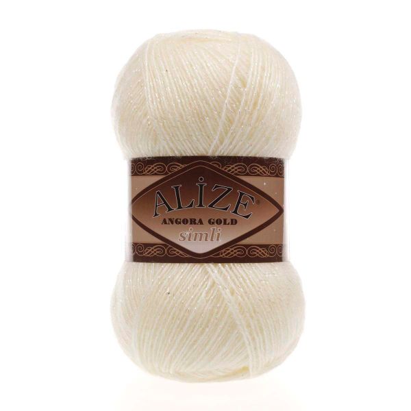 Пряжа Alize (Ализе) Angora Gold Simli / уп.5 мот. по 100 г, 500м, 067 экрю A