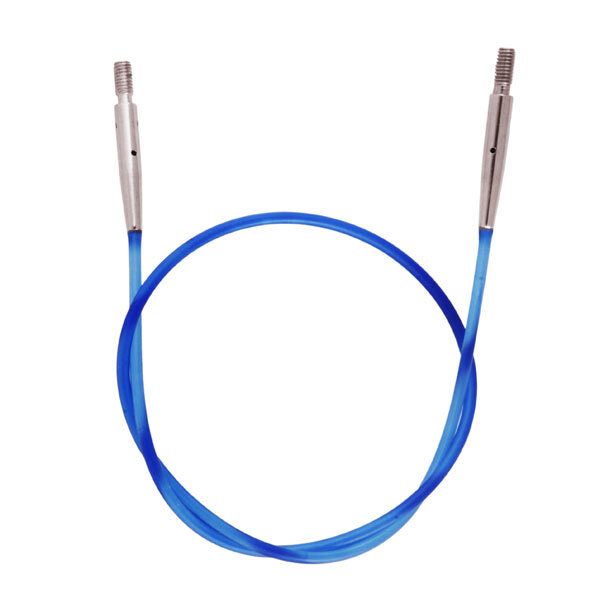 Тросик (заглушки 2 шт, ключик) для съемных спиц, длина 28см (готовая длина спиц 50см), синий, 10632